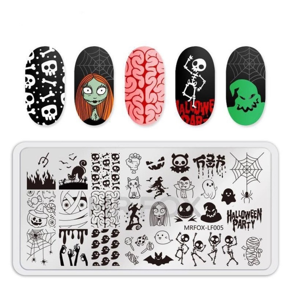 Halloween Patterns Rectangle Nail Stamp - image 1